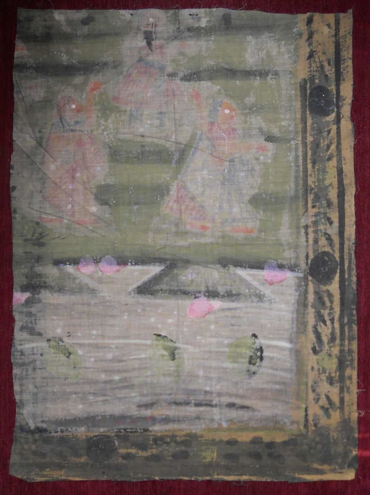 1960s Original Traditional Tempera Painting On Canvas India Indian 2 photo furniture