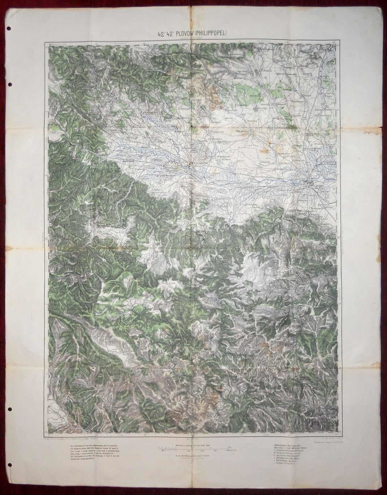 Original Military Topographic Detailed Map Bulgaria Plovdiv Philippoupolis 1911 photo furniture