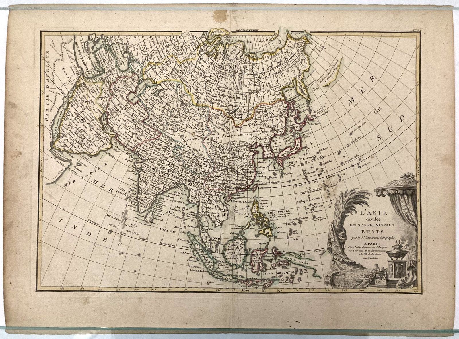 L’asie Divisee En Ses Principaux Etats Asia Antique Map Janvier 1783