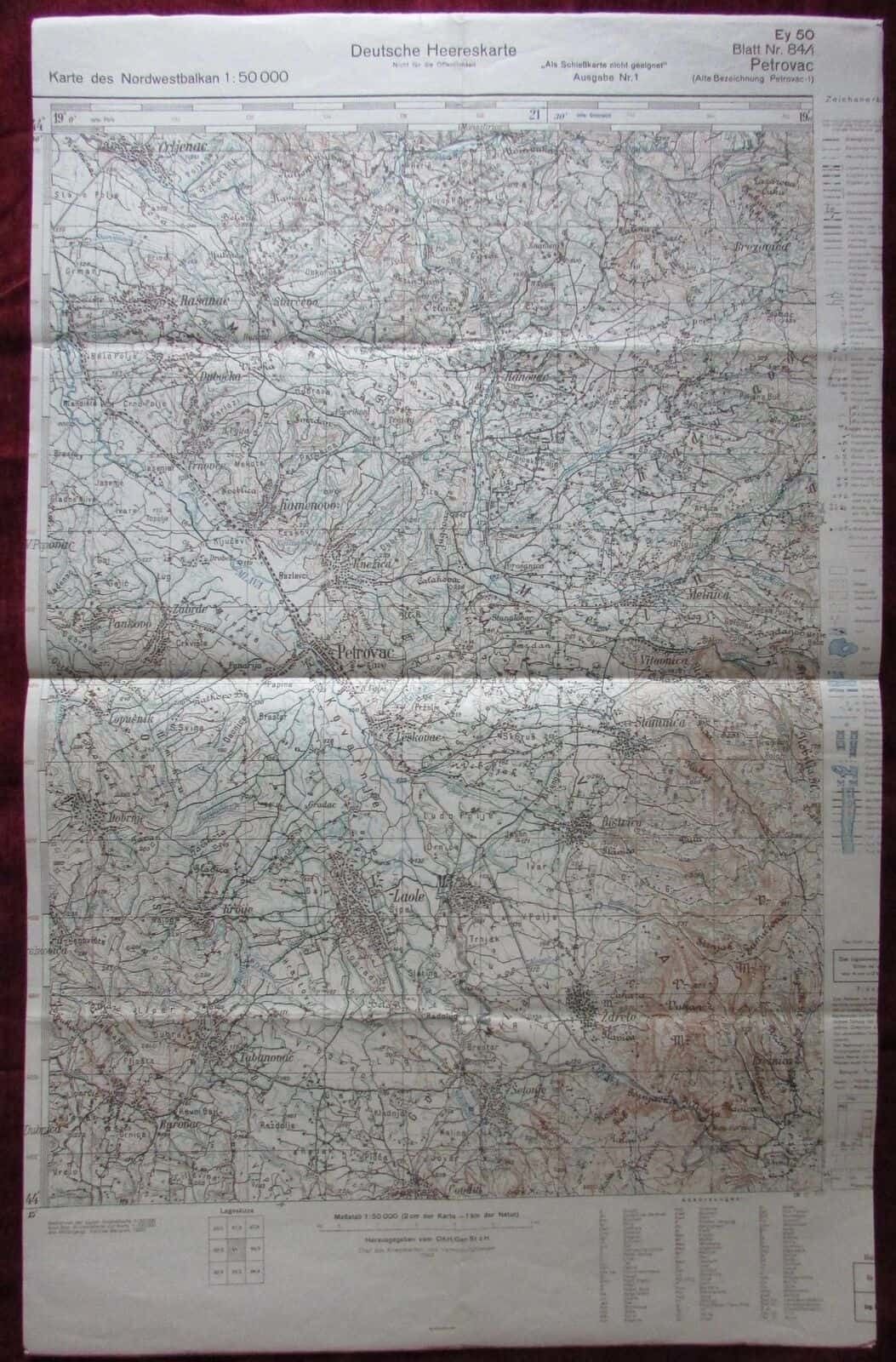 Topographic Map Petrovac South Serbia Nordwestbalkan German 1937