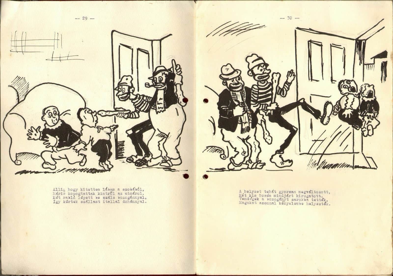 1950s Original Indian Ink Drawing Comics Cartoon In Hungarian Képregény Hungary