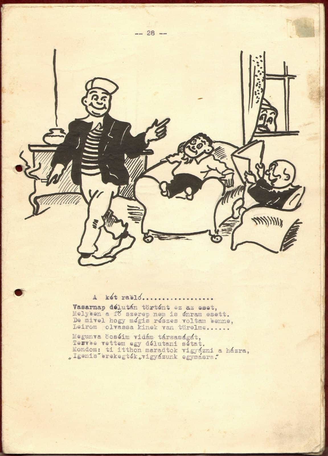 1950s Original Indian Ink Drawing Comics Cartoon In Hungarian Képregény Hungary photo furniture