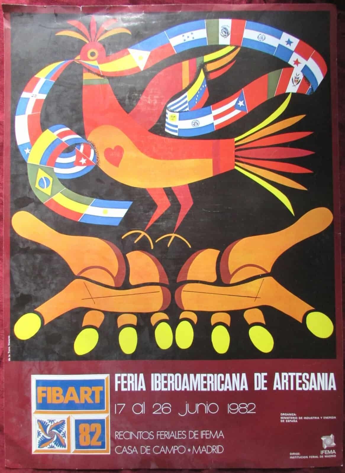 Vintage Poster Torre Vaxeras Spain Arts And Crafts Fair Madrid