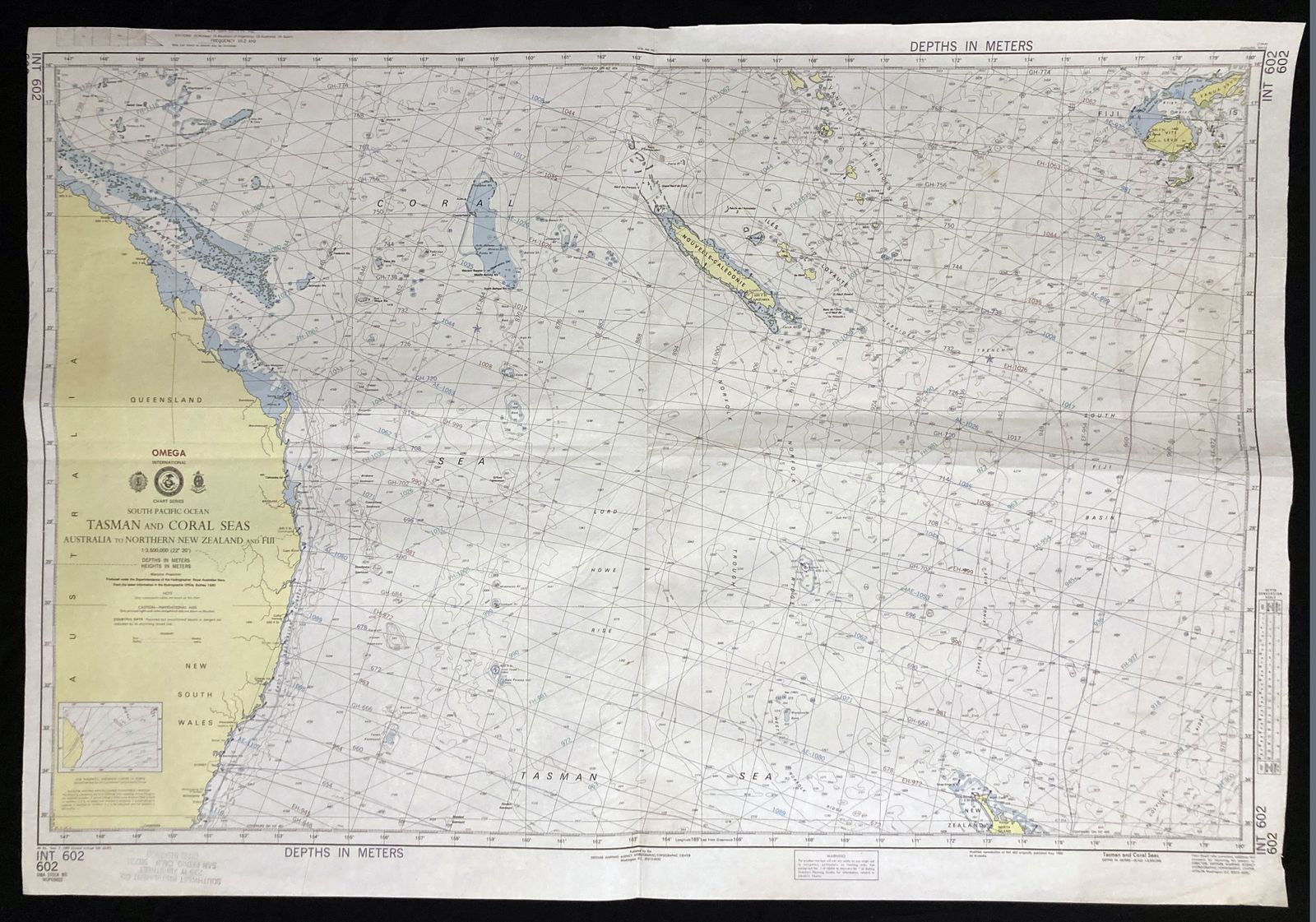 Admiralty Nautical Chart Tasman Coral Seas South Pacific Australia 1985
