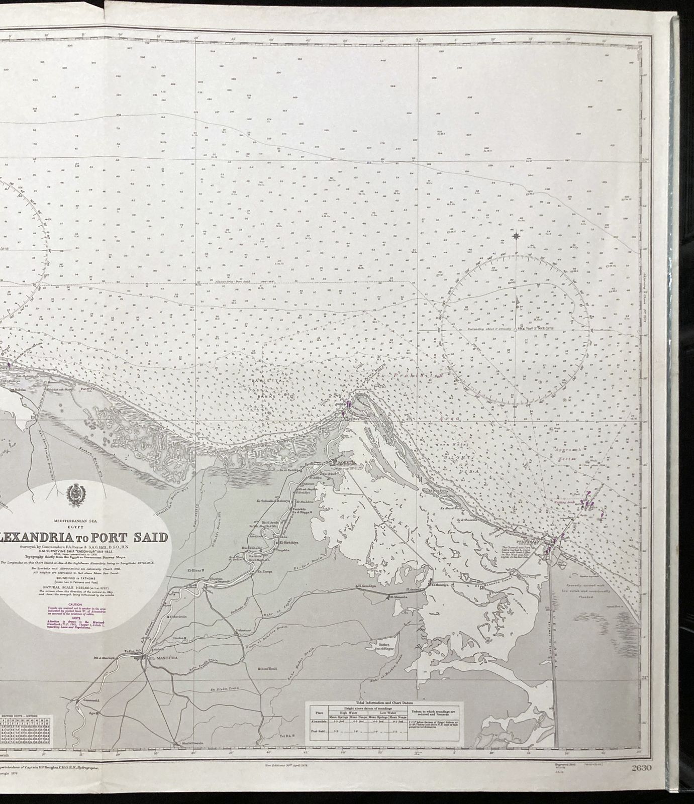 Nautical Chart Alexandria Admiralty Port Said Mediterranean Egypt 1976 photo furniture
