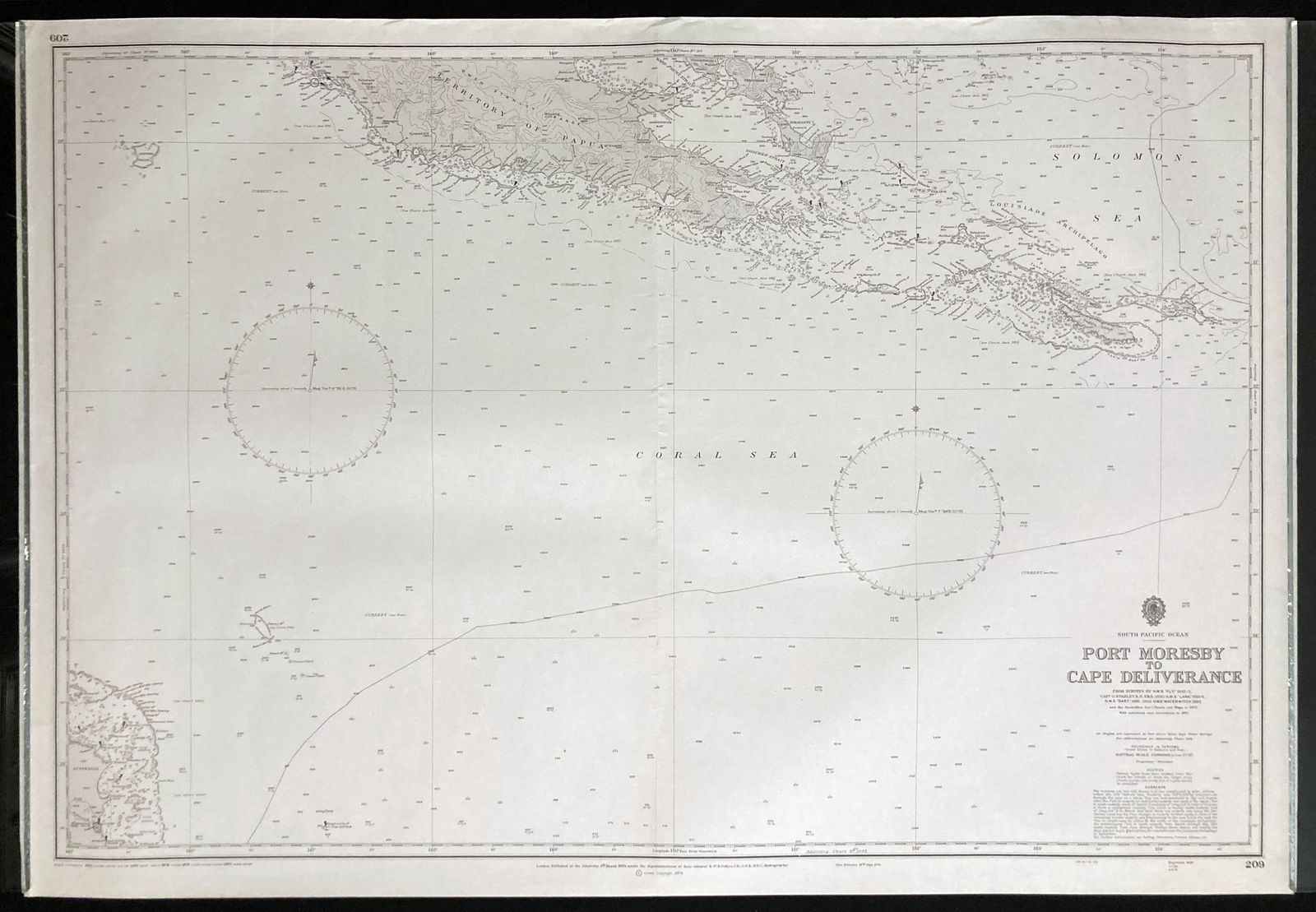 Nautical Chart Moresby Admiralty Cape Deliverance Pacific 1975