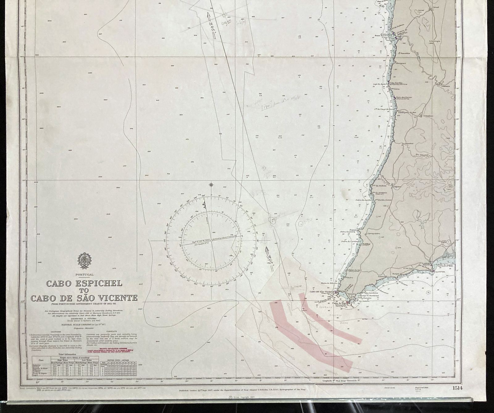 Nautical Chart Portugal Admiralty Cabo Espichel Sao Vicente 1967 photo for sale