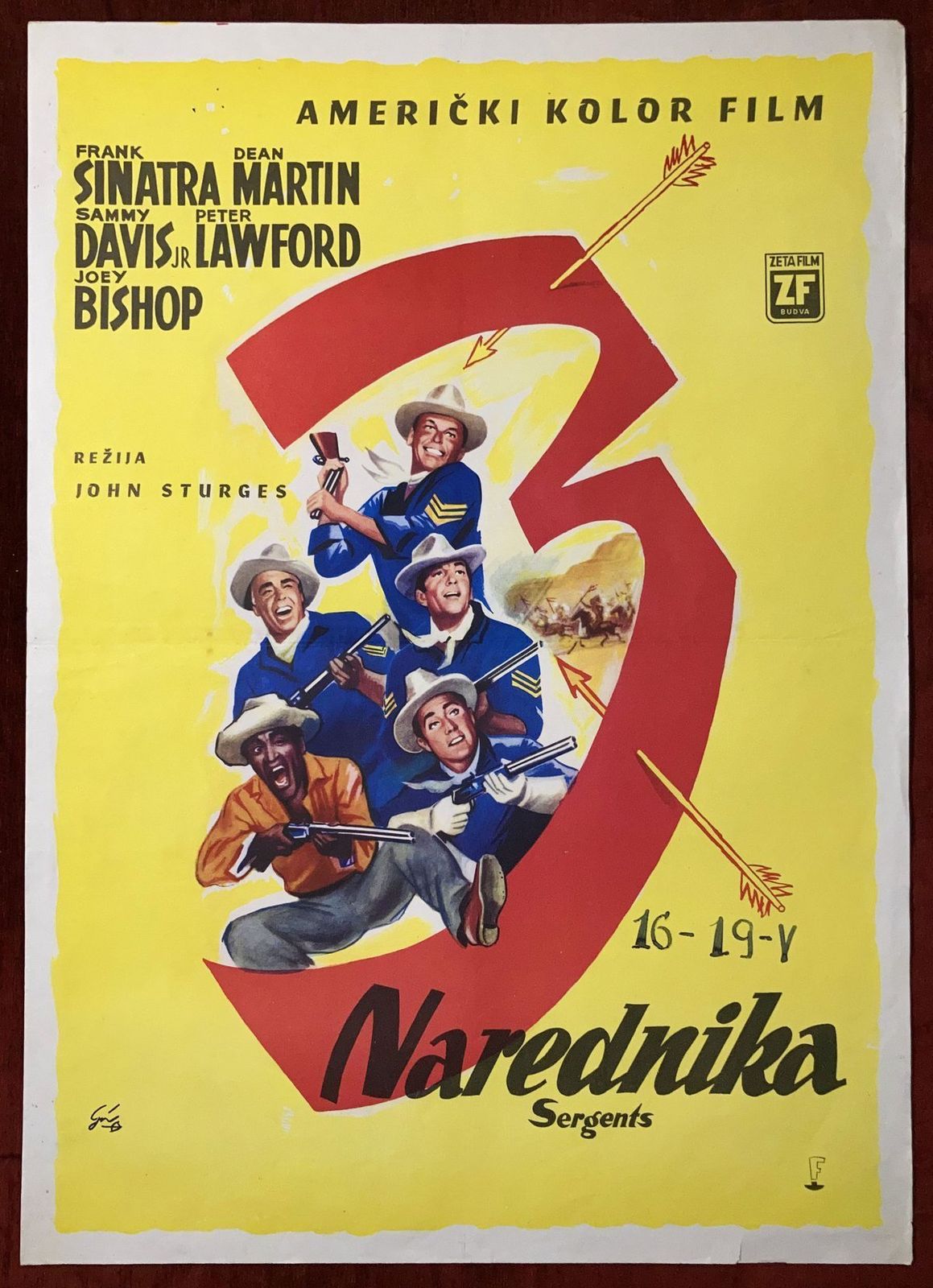 1962 Original Movie Poster Sergeants 3 Frank Sinatra Dean Martin John Sturges