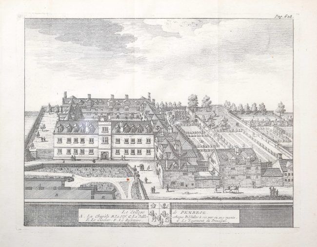Pieter Van Der Aa (1659 1733), After David Loggan (1634–1692) Pembroke College, Oxford (1727) photo vinterior