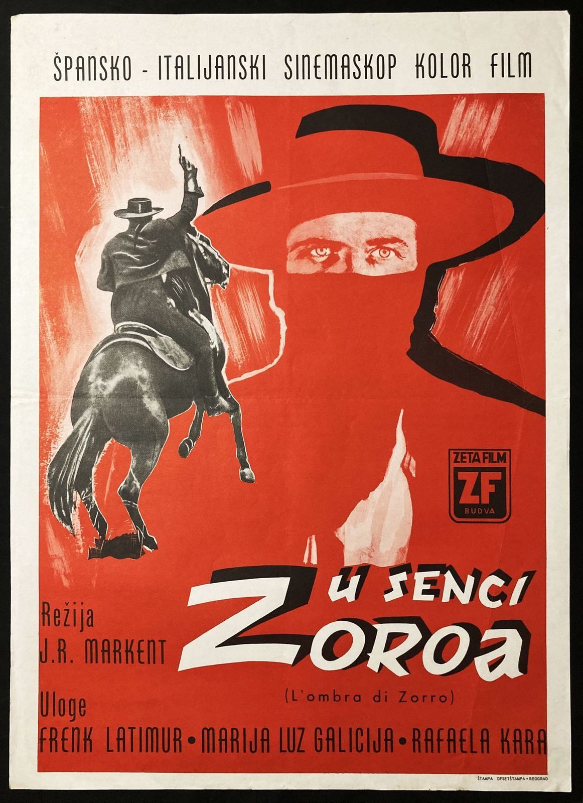 1962 Original Movie Poster Shades Of Zorro Joaquin Marchent Frank Latimore