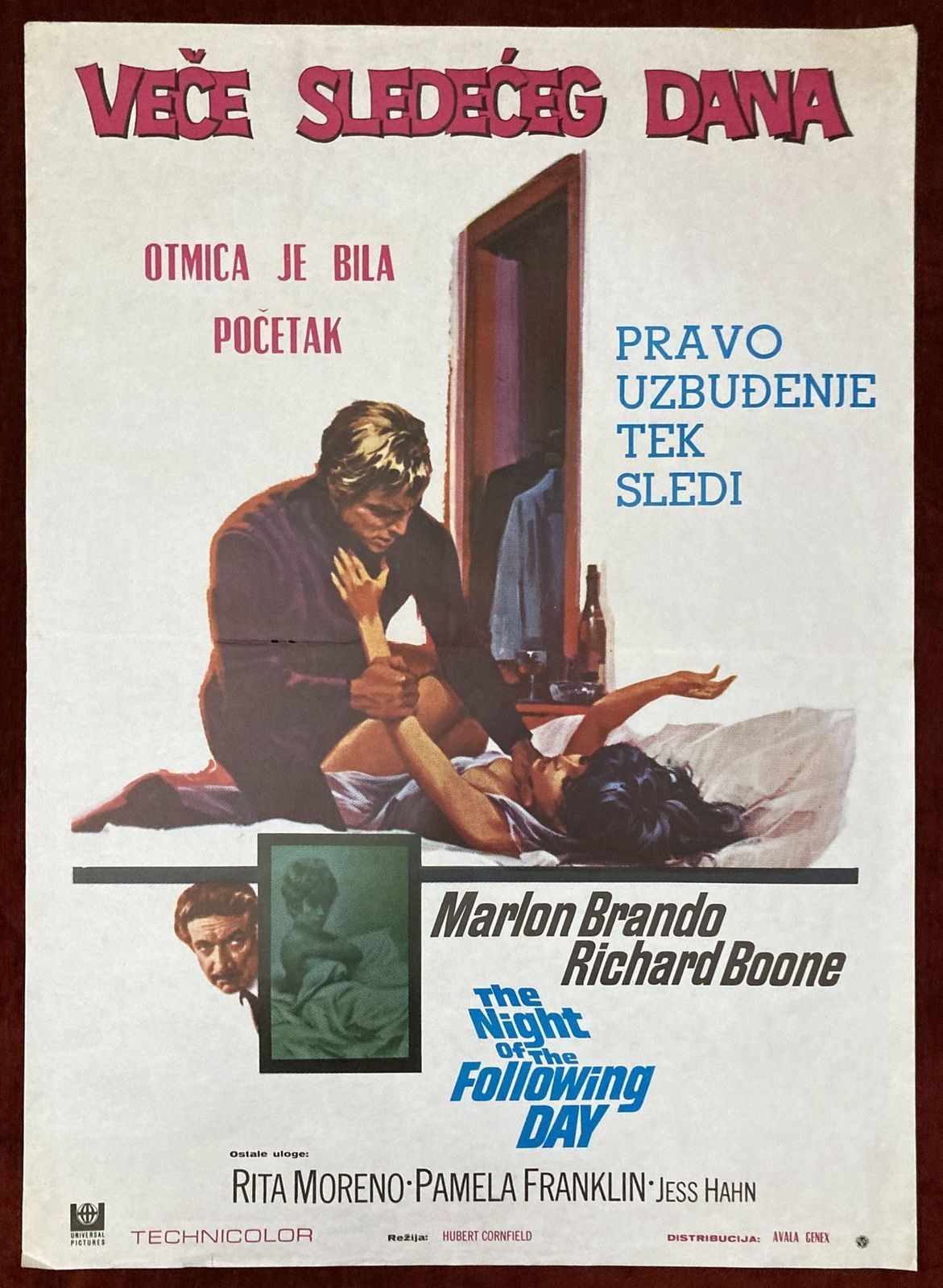 1968 Original Movie Poster The Night Of The Following Day Marlon Brando Cornfield