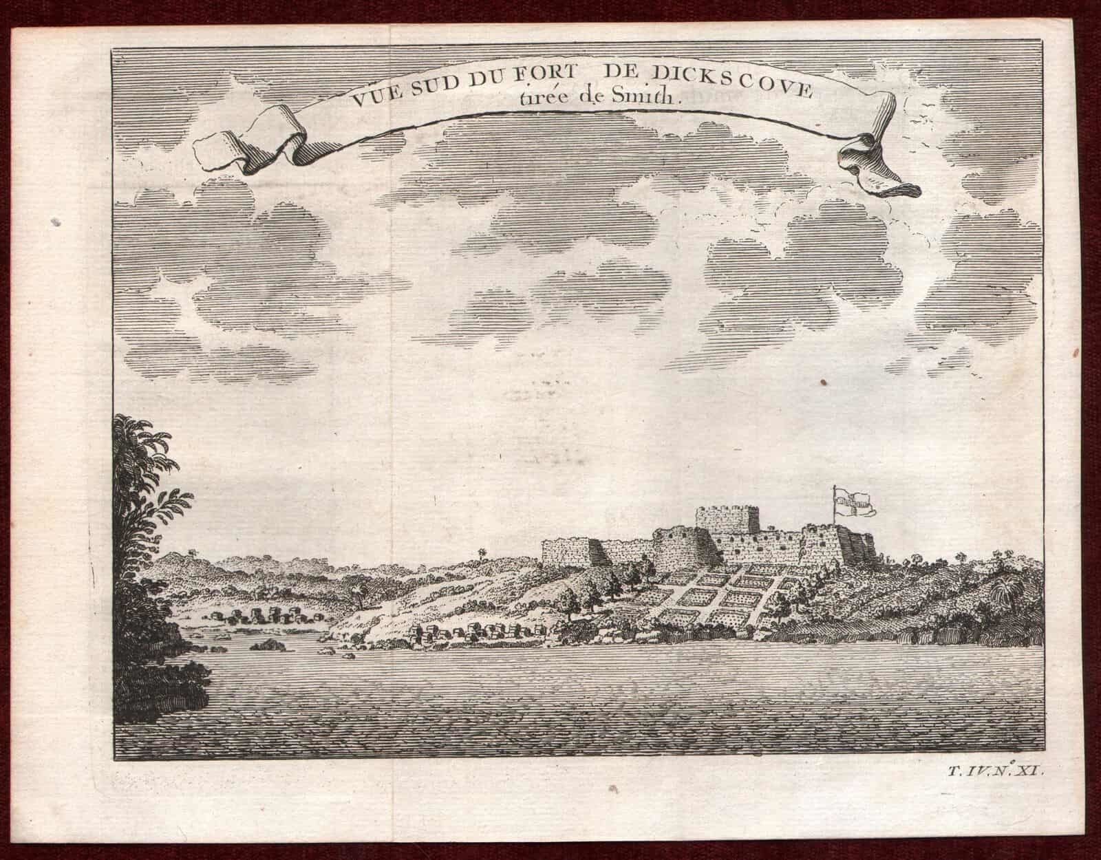 Ca1760 Vue Sud Fort De Dickscove Africa Engraving Print Plan British Fortress