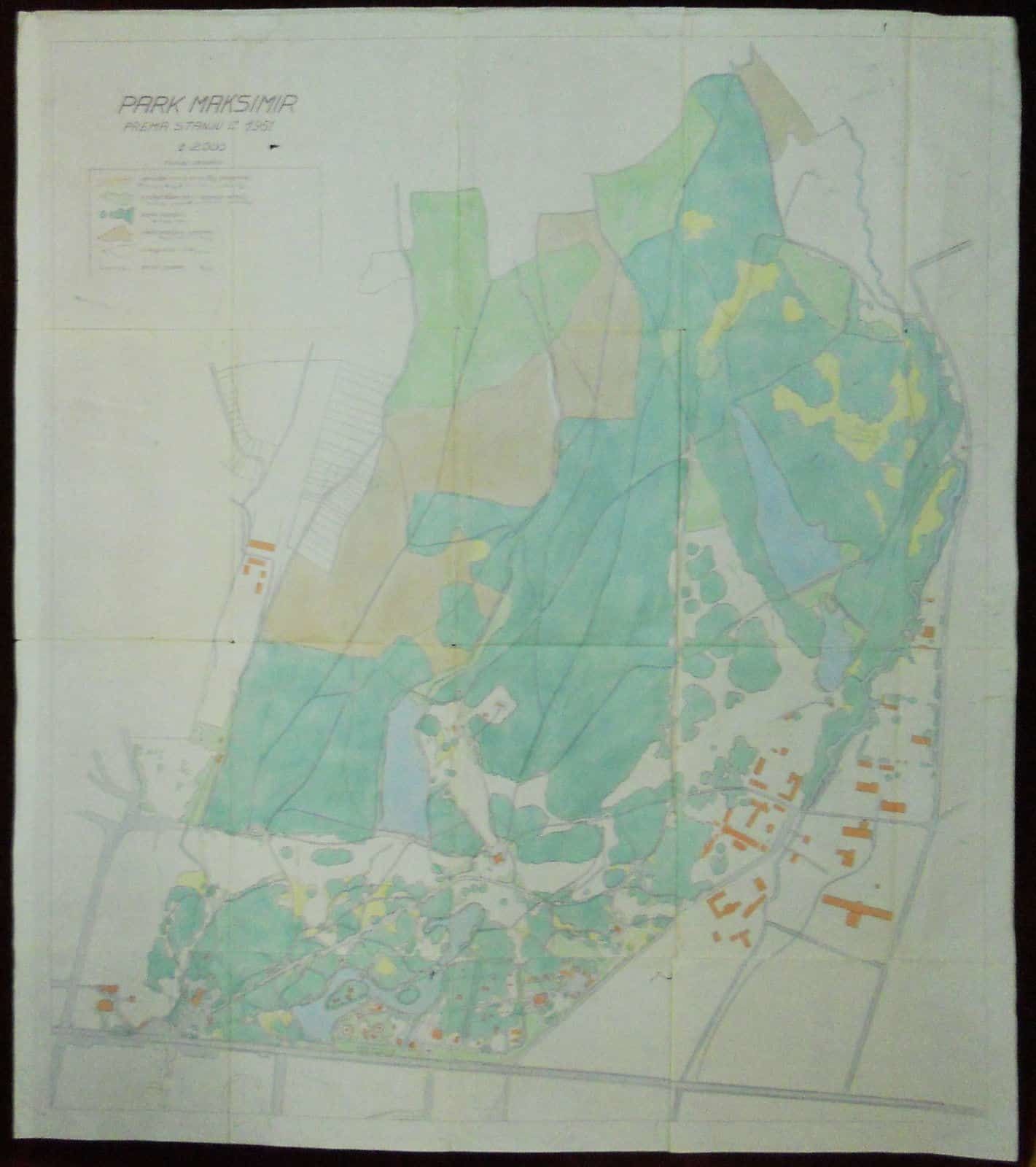 Giant Maksimir Park Map Zagreb Colored Croatia Detailed Plants Plan