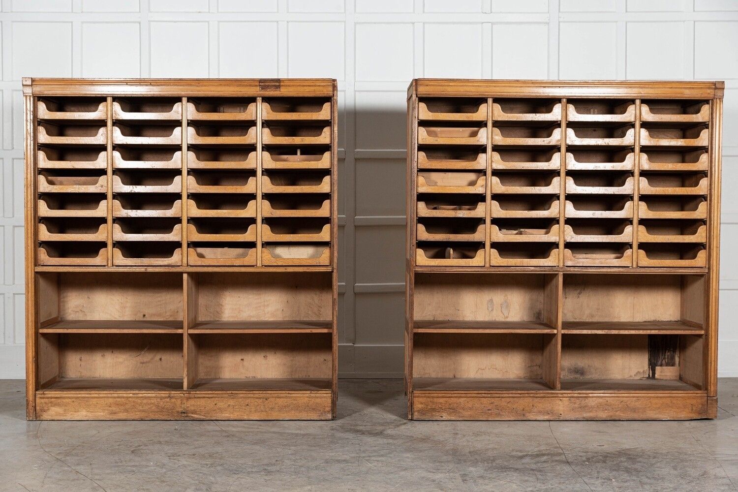 Pair Monumental English Oak Haberdashery Cabinets photo furniture