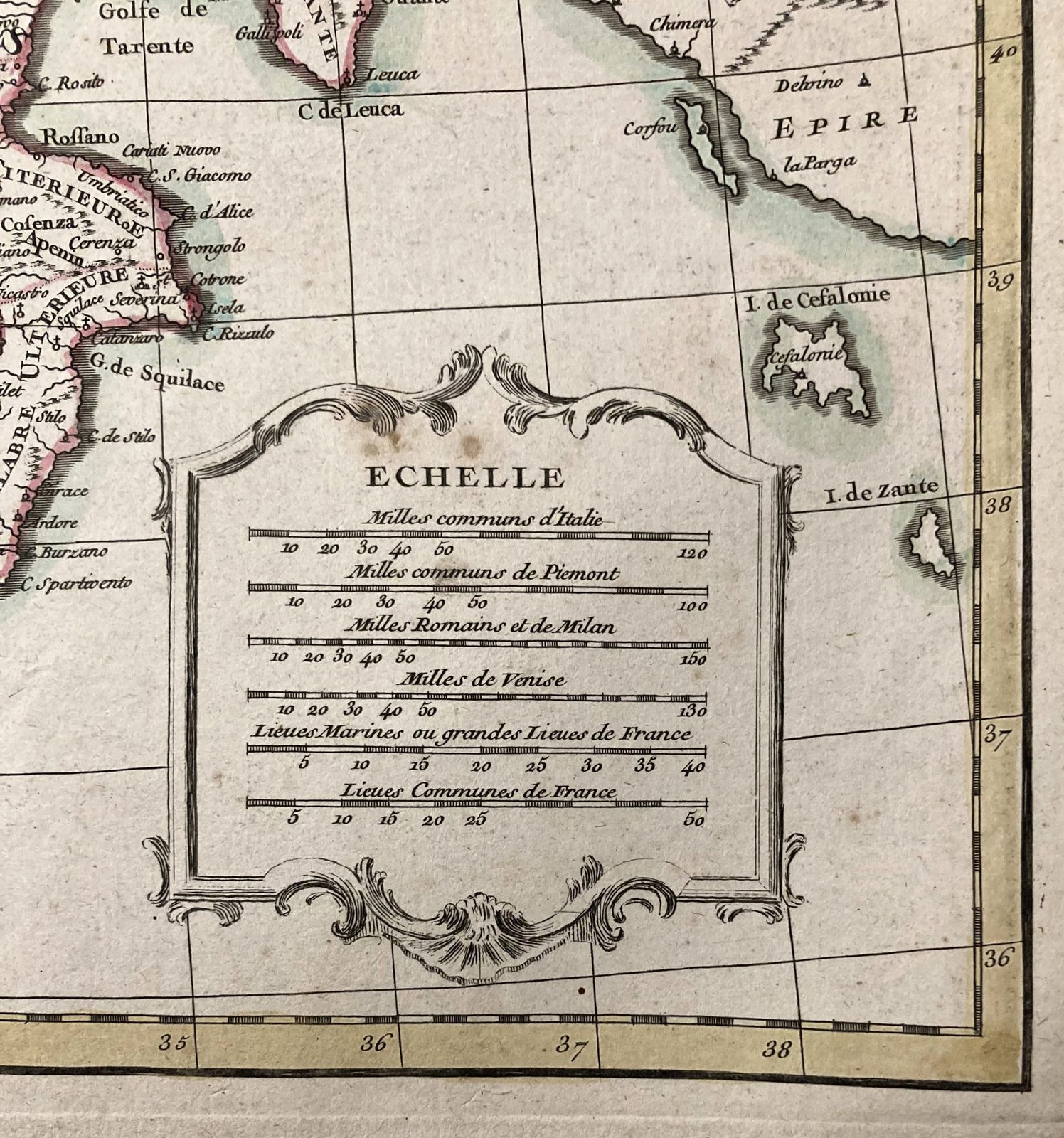 L’italie Divisee En Ses Differents Etats Antique Map Italy Janvier 1783 photo for sale