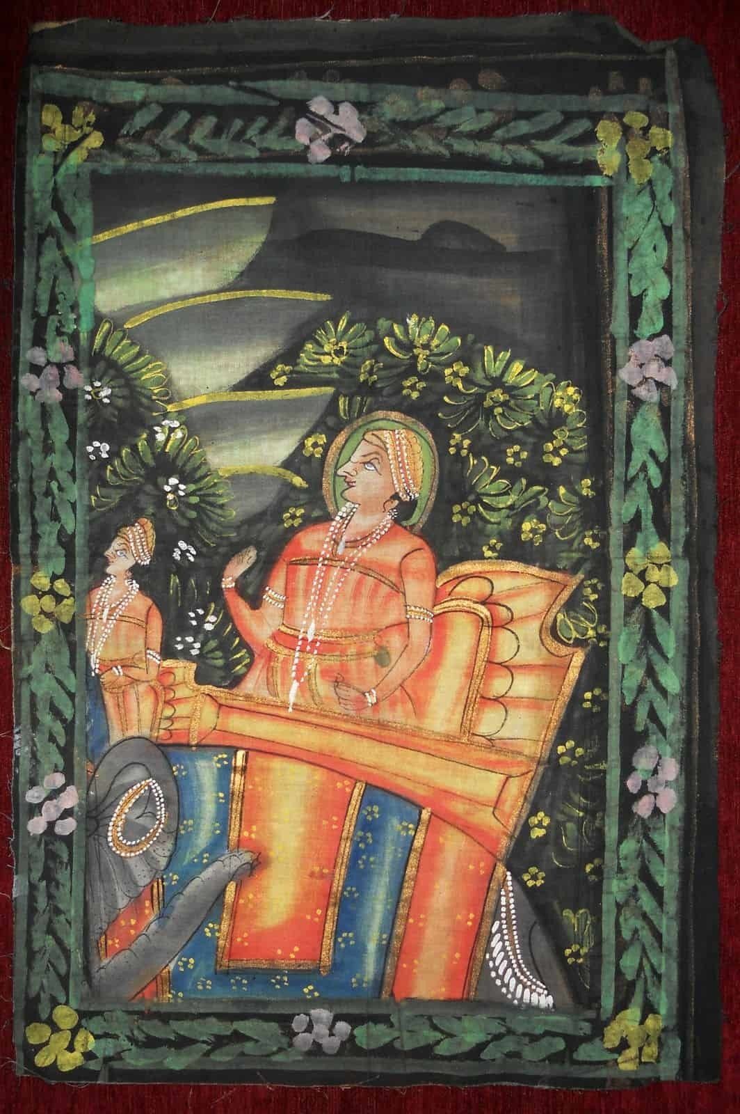 1960s Original Traditional Tempera Painting On Canvas India 8