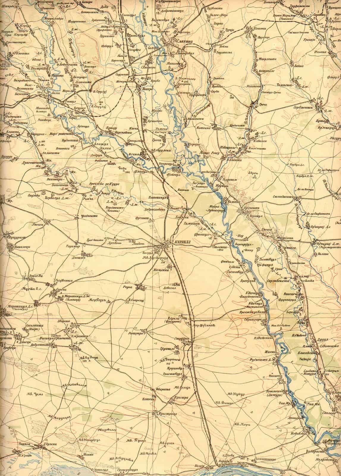 Original Military Topographic Detailed Map Romania Bulgaria Slatina Danube Wwi
