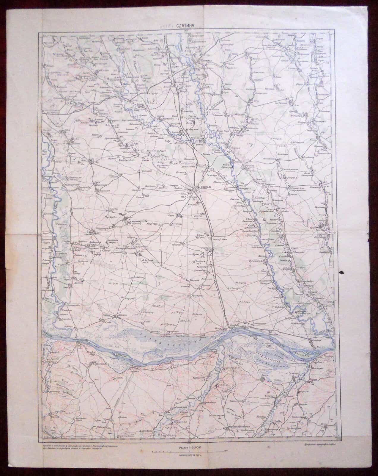 Original Military Topographic Detailed Map Romania Bulgaria Slatina Danube Wwi photo furniture