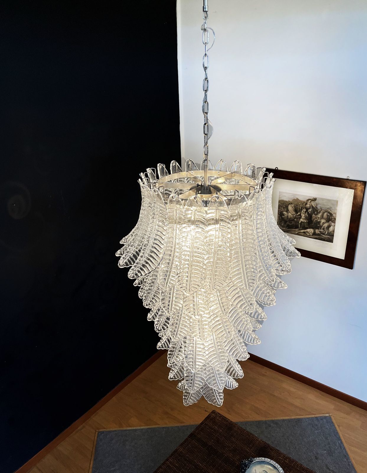 Lighting Huge Italian Murano Felci Glass Spiral Chandelier   83 Clear Glasses photo