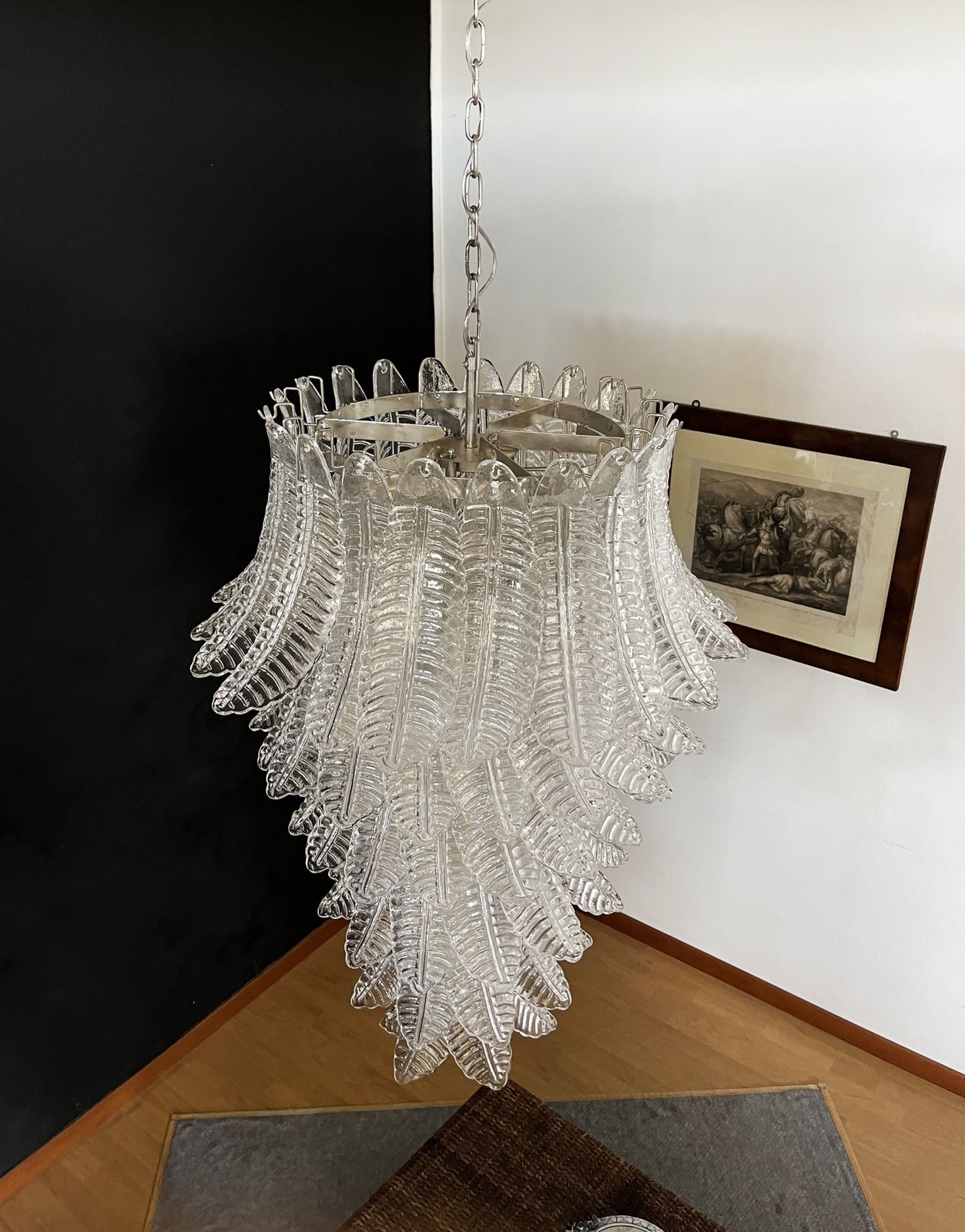 photo buy Huge Italian Murano Felci Glass Spiral Chandelier   83 Clear Glasses