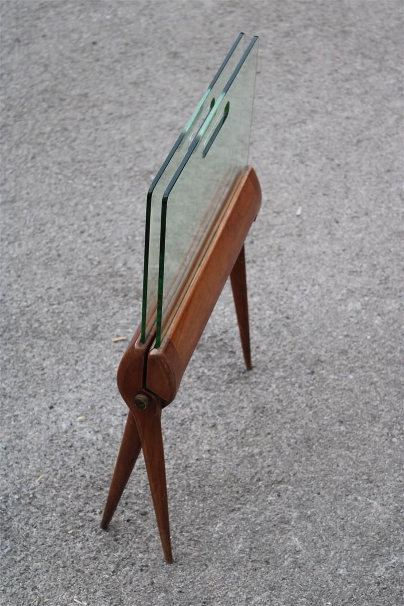 Home Decor Magazine Rack Mid Century Italian Design Cherry And Glass Cesare Lacca 1950s photo