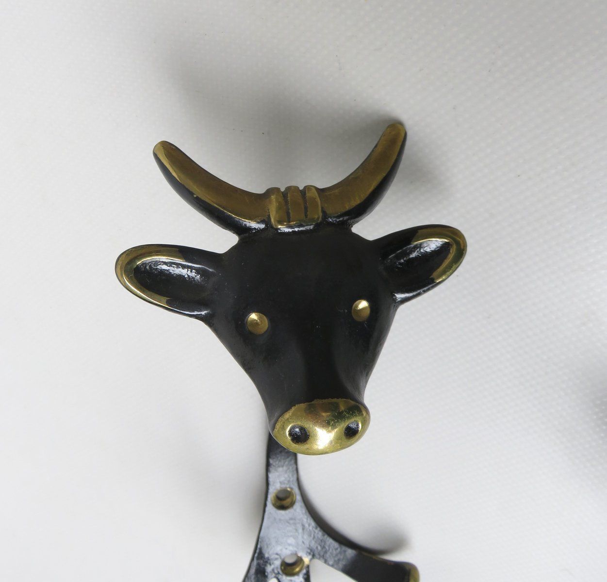 Black Brass Animal Cloakroom Hook By Walter Bosse, 1950s, Set Of 12 photo buy