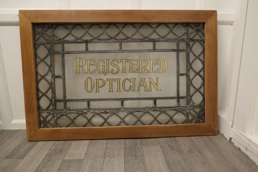 2 Large Leaded Glass Optician’s Window Signs photo 2820.0