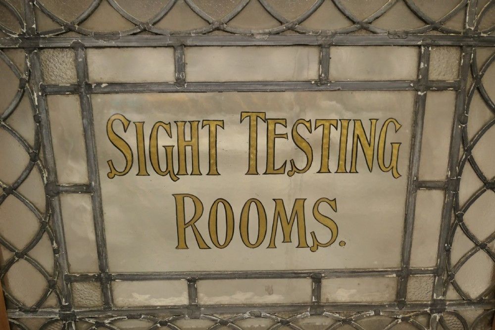 2 Large Leaded Glass Optician’s Window Signs photo buy