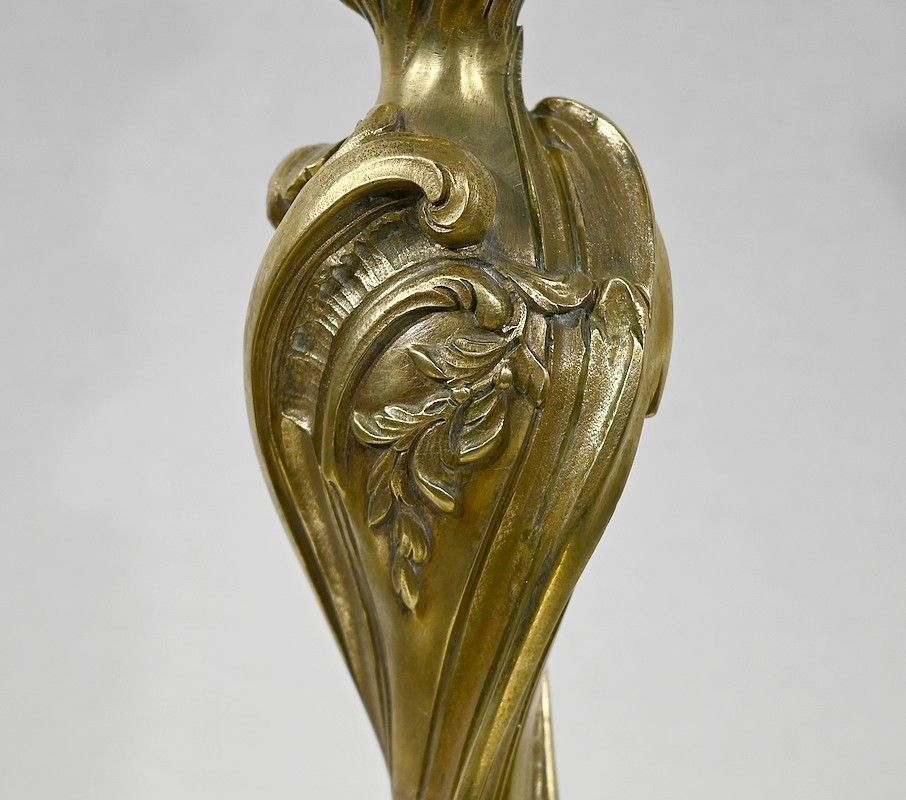 Art Nouveau Lamp In Gilt Bronze, 19th Century photo buy
