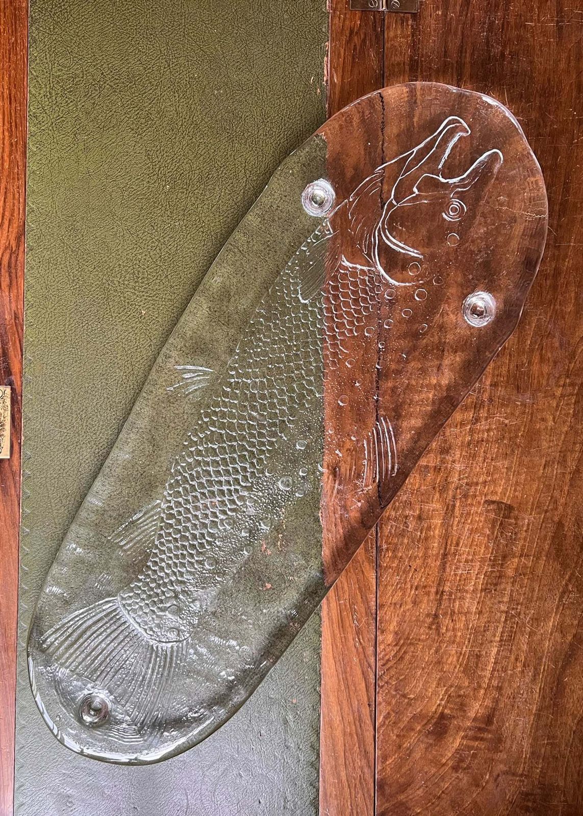 Vintage Scandinavian Salmon Glass Platter