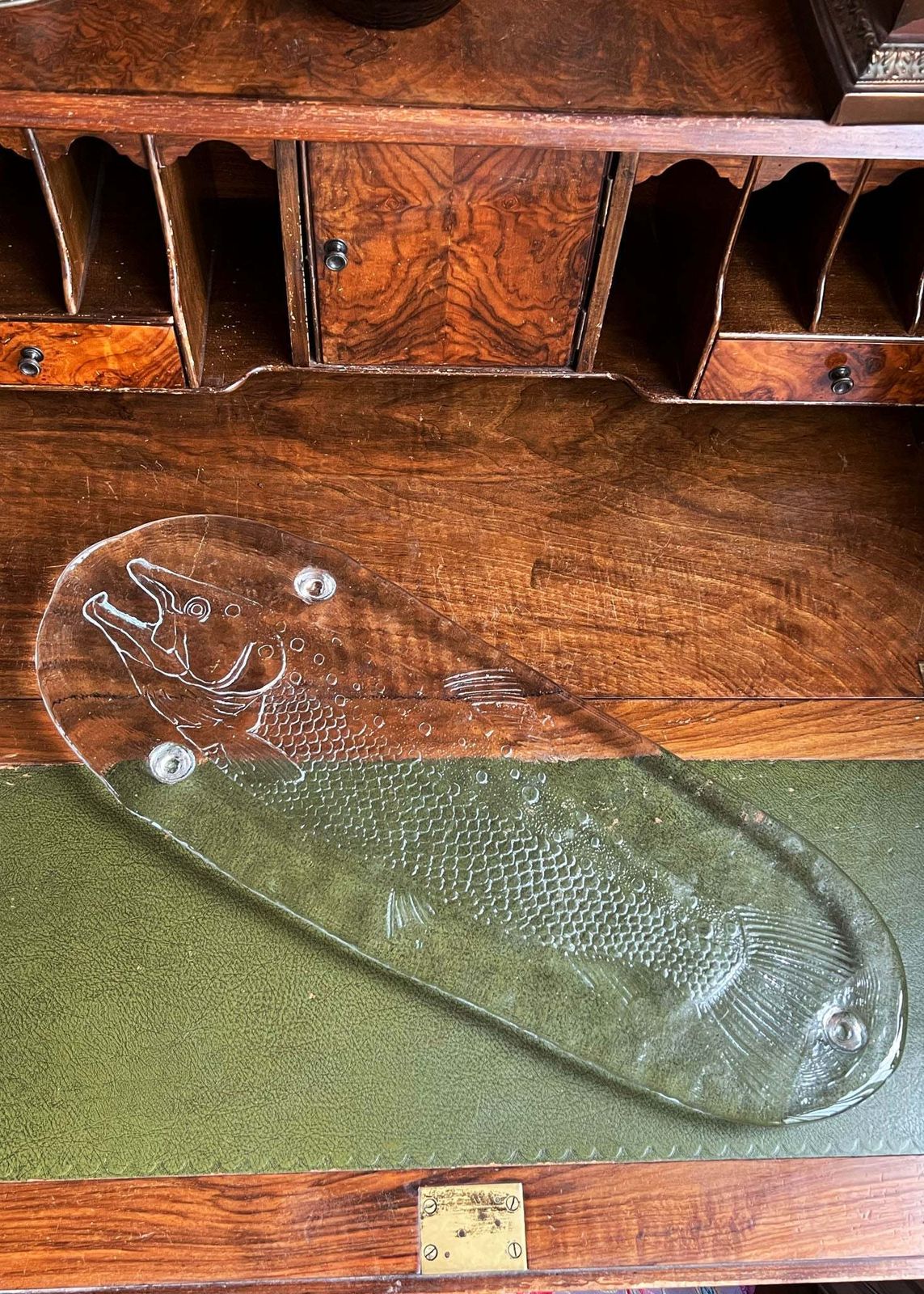 Vintage Scandinavian Salmon Glass Platter photo furniture