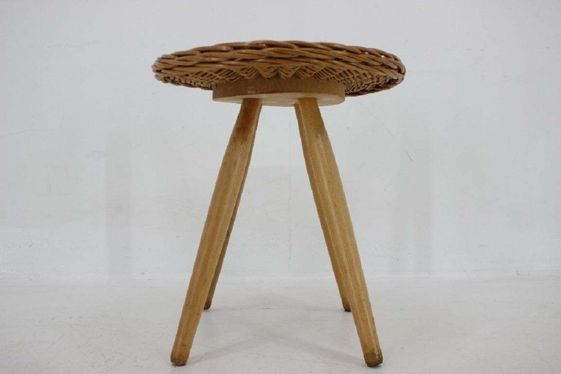 1970 Jan Kalous Beech An Rattan Side Table By Uluv,Czechoslovakia photo furniture