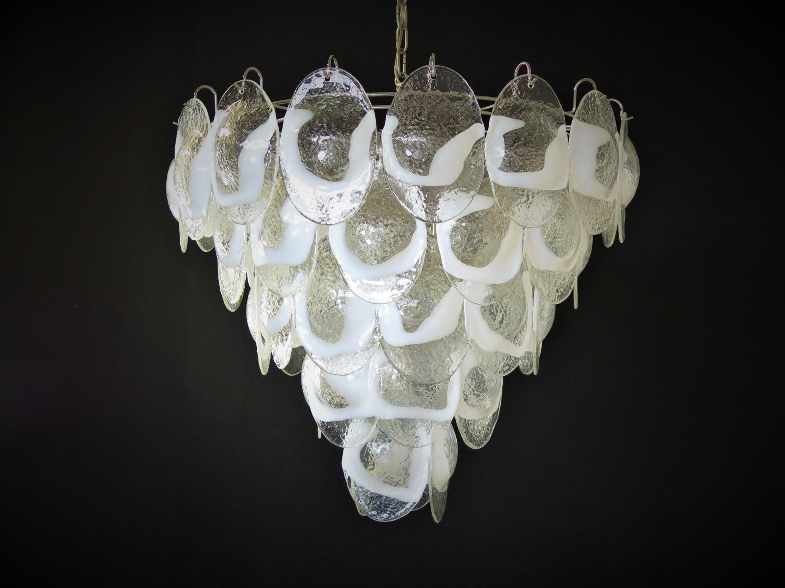 1970's Murano Chandelier By Mazzega   50 Lattimo Glasses photo for sale
