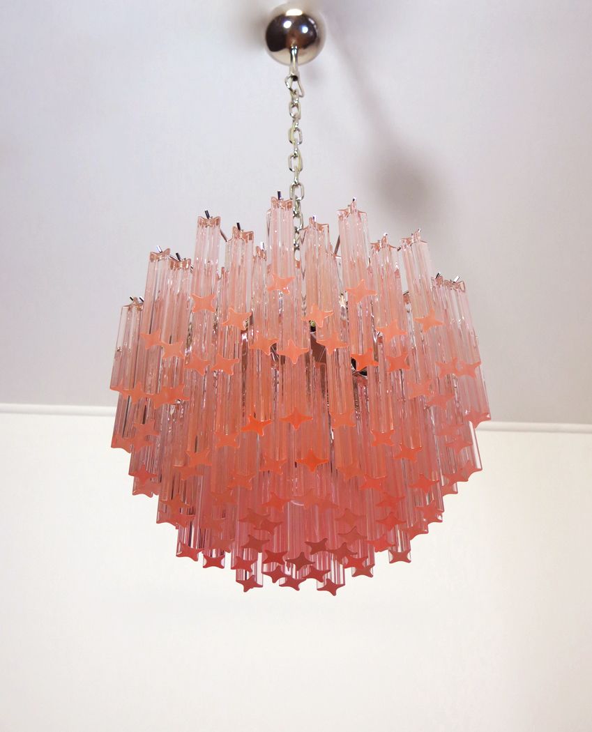 Gorgeous Murano Vintage Chandelier – 107 Pink Quadriedri photo vinterior