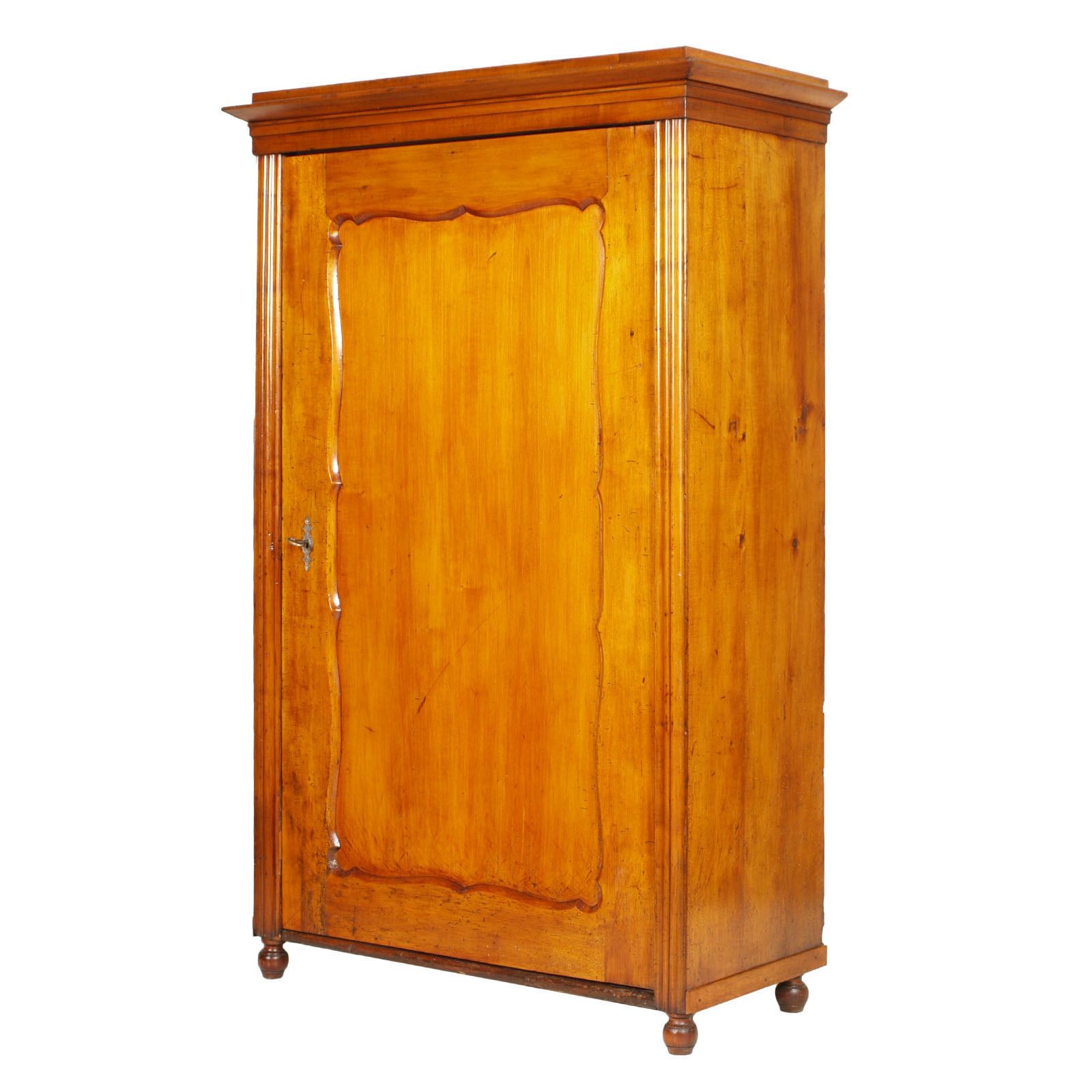 19th Century Biedermeier Cupboard Wardrobe In Birch Restored Polished To Wax photo furniture