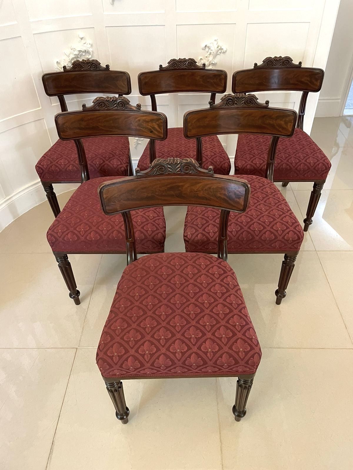 Furniture Fine Set Of 6 Antique 19th Century Quality Mahogany Library Chairs By Gillows photo