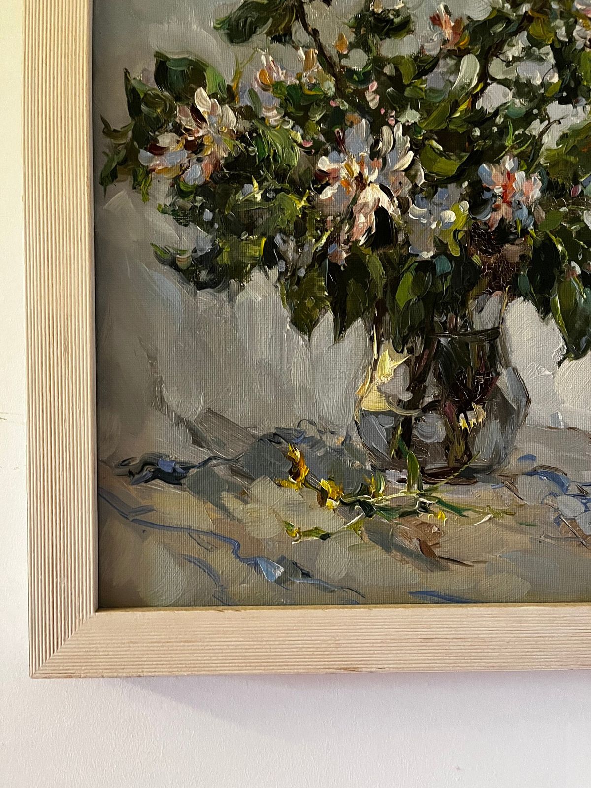 Framed Oil On Canvas Painting Of Flowers In A Vase By Alexander Kolotov. photo Art