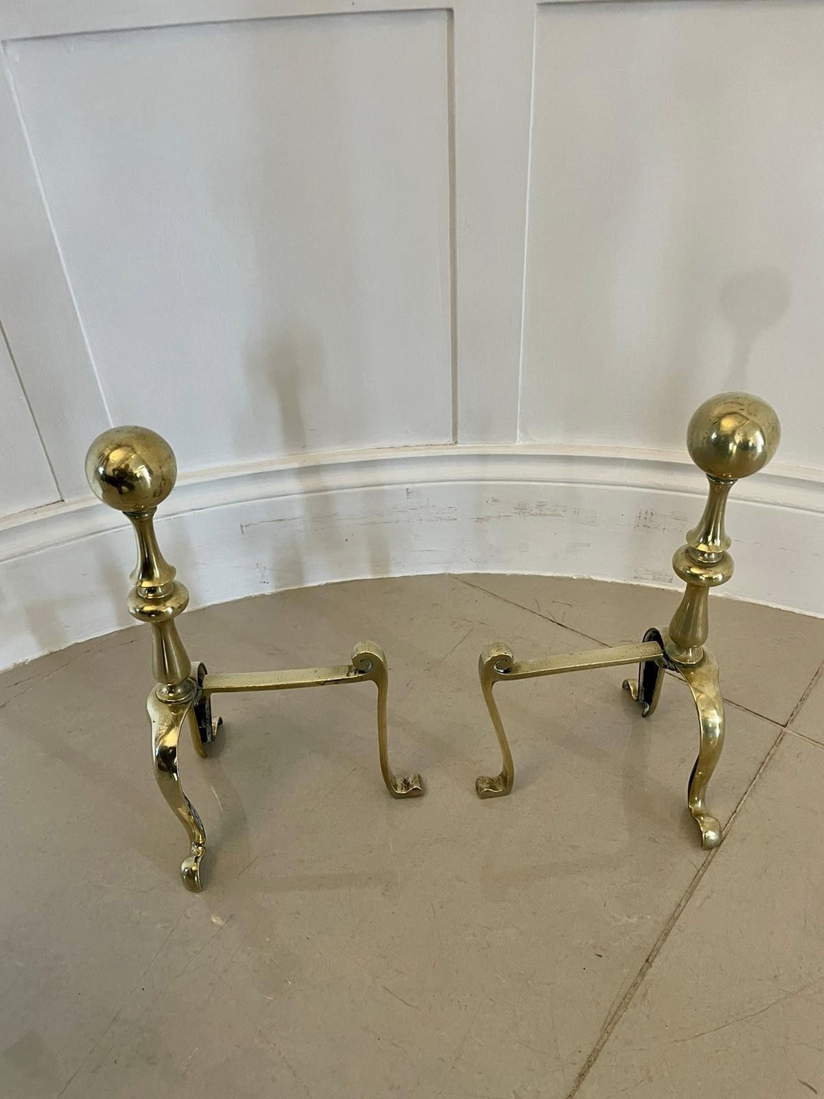 Pair Of Antique 19th Century Quality Brass Fire Dogs photo furniture