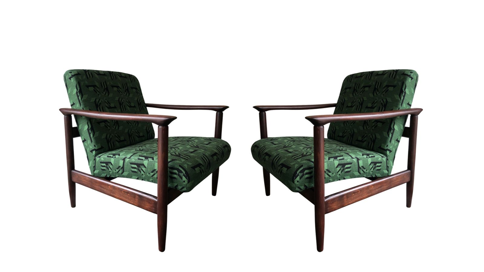 Green Jacquard Gfm 142 Armchairs By Edmund Homa, 1960s, Set Of 2