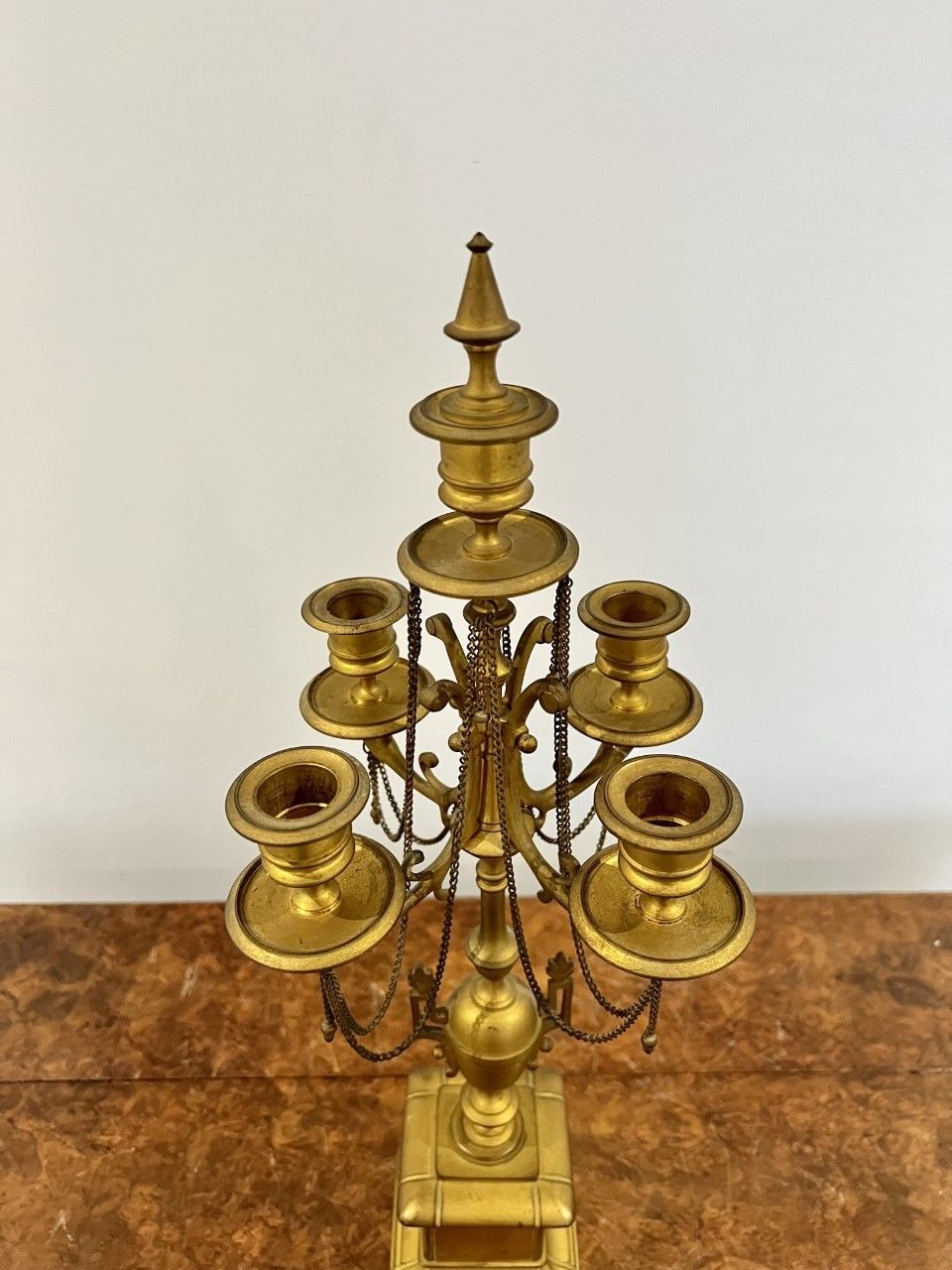 Large Pair Of Victorian Quality Gilded Brass Candelabras photo vintage