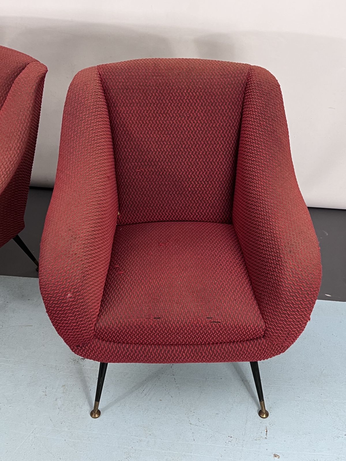 Mid Century Pair Of Lounge Chairs By Gigi Radice For Minotti. Italy 1950s photo for sale