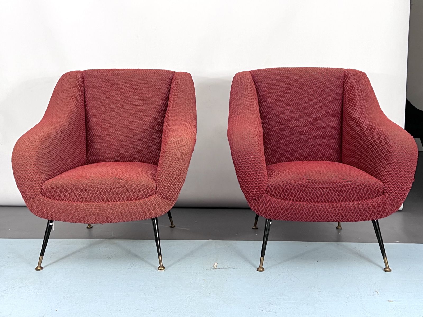 Mid Century Pair Of Lounge Chairs By Gigi Radice For Minotti. Italy 1950s photo buy