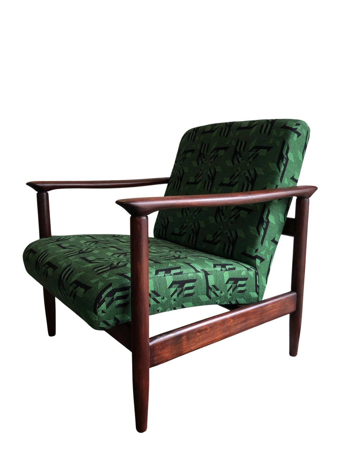 Green Jacquard Gfm 142 Armchairs By Edmund Homa, 1960s, Set Of 2 photo vinterior