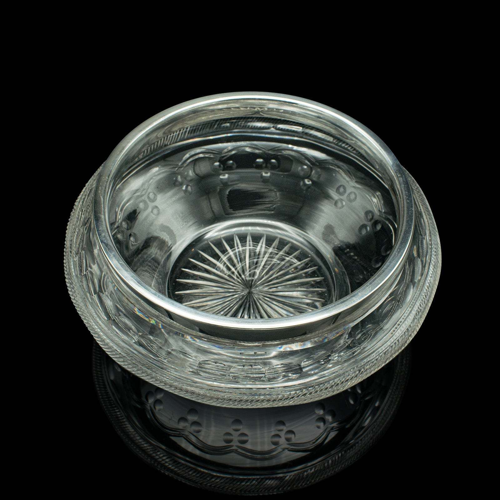 Antique Peach Bowl, English, Cut Glass, Silver Plate, Fruit, Edwardian, C.1910 photo 595.0