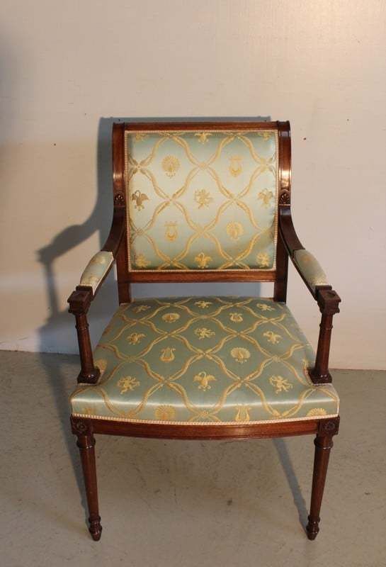 Suite Of 3 Mahogany Armchairs, Louis XVI Style – Mid 20th Century photo for sale