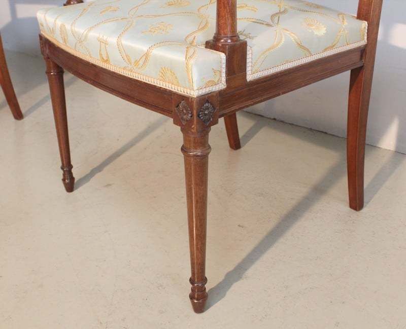 photo for sale Suite Of 3 Mahogany Armchairs, Louis XVI Style – Mid 20th Century