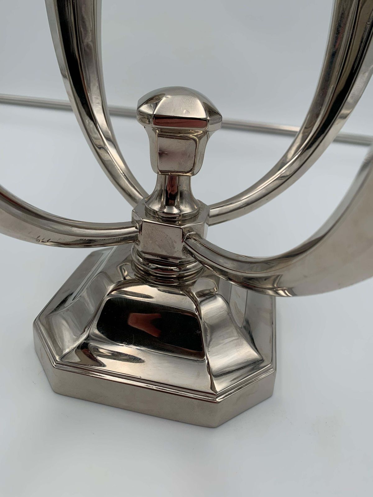photo furniture Pair Of Art Deco Candlesticks By J. Leleu  Nickel Plate  Bronze  France  C. 1930