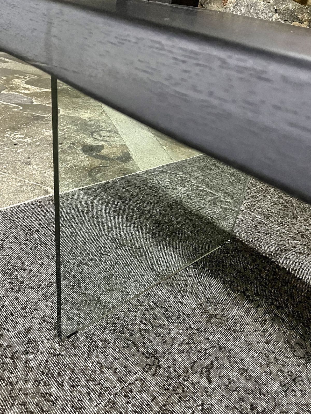 photo for sale Contemporary Black Oakwood Live Edge Dining Table With Glass Feet, Austria 2022