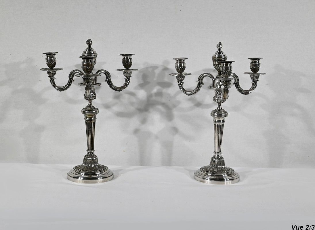 photo buy Pair Of Silver Bronze Candlesticks   Late 19th Century
