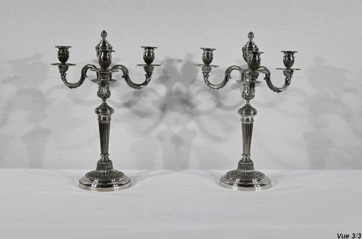photo vintage Pair Of Silver Bronze Candlesticks   Late 19th Century